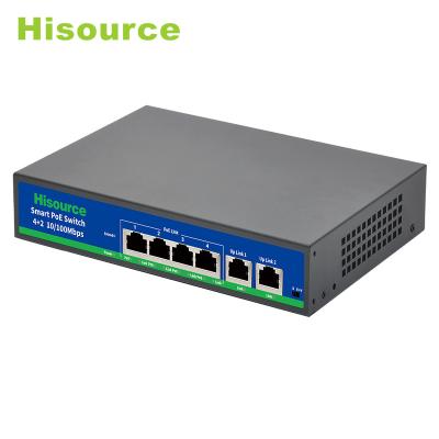 China IOT Video Surveilliance 6 Port 10/100M PoE Switch Support VLAN 250M Unmanaged POE Network Switch For CCTV for sale