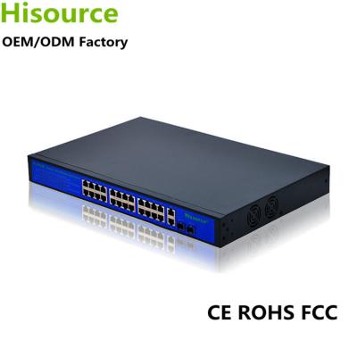 China Port Switch IEEE802.3AF/AT , POE Networking Hisource 24 400W POE Switches Fast Ethernet Switch for sale