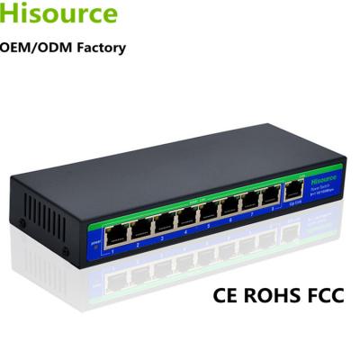 China Hisource DC24V 4A Hot Selling Mini POE Non-Standard 8 Port Switch Hi-SF0810F for sale