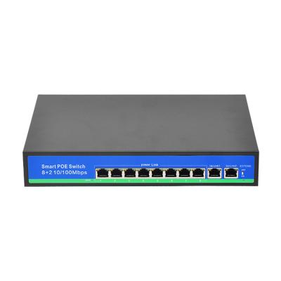 China Active Port POE 8 10/100M PoE Switch With 2*10/100 Uplink Port Apply IP Phone/IP Camera/NVR for sale