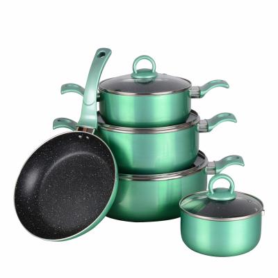 China Sustainable Luxury Aluminum Kitchenware Cookware Set Non Stick Pots Set Green Cooking Pots for sale