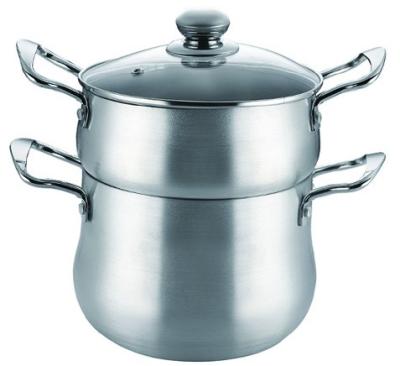 China Sustainable Aluminum 2 Layer Food Steamer Pot Steamer With Glass Lid for sale