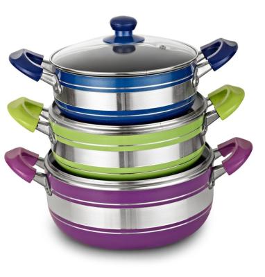 China Sustainable Soup Pot 5 Colors Aluminum Alloy Chinese Kitchenware Sets Soup And Stock Pots for sale