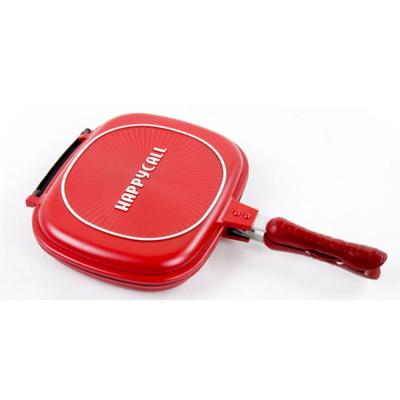 China Sustainable Cheaper Aluminum Die Cast Grill Pan Nonstick Square Double Side Frying Pan for sale