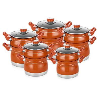 China Sustainable High Quality Aluminum Red Vapor Pot With Glass Lid for sale