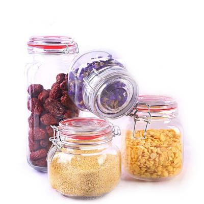 China 500ml food round canned food used glass bolttle household glass jar with lid for sale