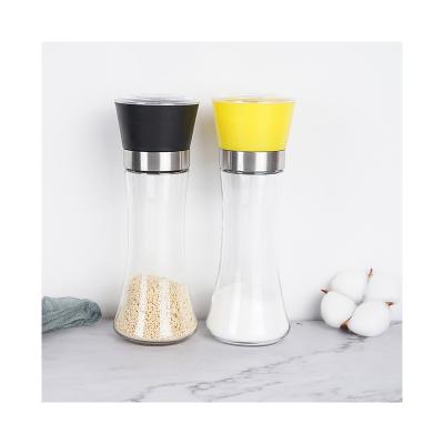 China Sustainable Factory Direct Sales Yellow Black Orange Glass Miniature Sealed Double Pepper Grinding Bottle For Kitchen Utensil for sale