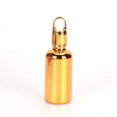 China Factory Supply Gold Glass Products Cosmetic Essential Oil Miniature Sealed Bottle Dropper For Cosmetic for sale