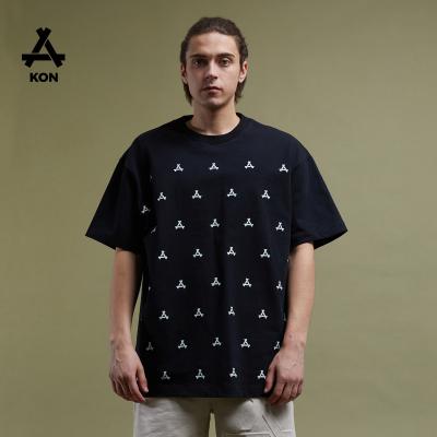 China Anti-Wrinkle KON 300GSM Print Heavy Duty Custom Short Sleeve Mens 100% Cotton T-shirts Oversized High Quality T-shirts for sale