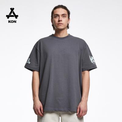 China Anti-Wrinkle KON 300GSM Cotton T-shirt High Quality Heavyweight Men's Oversized Logo Printing 100% Short Sleeve T-Shirts for sale