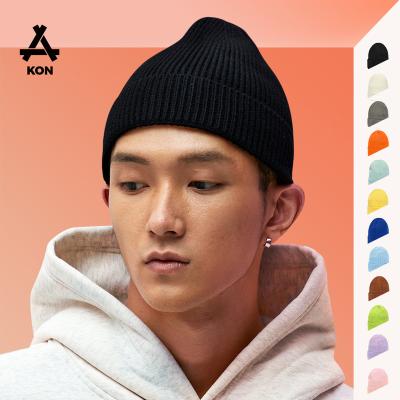 China New Solid Color Winter COMMON Kon Wool Hat Men's Warm Knitted Casual Couples Hat Ski Hat Fashion Couples Hat for sale