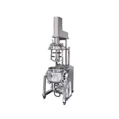 China Heating Jacket Viscous Liquid Electric Emulsifying Vapor Tank Ointment Cream Lab Scale Mixing Tank With Pusher System for sale