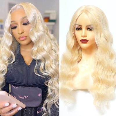 China Hot Sale Transparent Lace Front Wigs Thin Layer Blonde Color 13x4 Lace Front Wig Raw Hair Body Wave 613 Lace Front Wigs For Black Women for sale