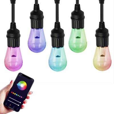 China Tuya App Colorful Light Bulb String Built-in Light Waterproof Wifi Control Ip65 PC CCT+RGB Led Ball String Lights Christmas for sale