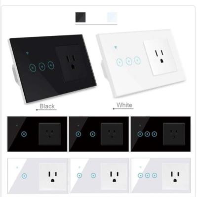 China Remote Control APP Wifi Tuya Smart Life 1 2 3 Gang Wall Switch with Schuko, US, Universal Plug Combination for sale