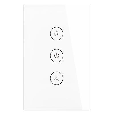 China APP Remote Control Us Standard 120*76mm Wifi Smart Fan Switch, Tuya Smart Life App, Touch Screen for sale