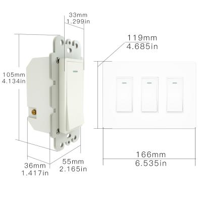 China Smart Switch Tuya Us Wall Smart Home Light Wifi Switch Single Pole 1/2/3 Channel Single Button Switches Radio Remote Control for sale