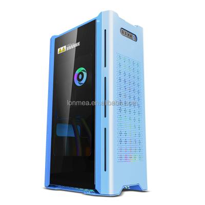 China With Side Panel Window Heat Dissipation Panel Mini ITX Gaming Case SFX Water Cooled 217 Power 120 Aluminum Vertical PC Case for sale