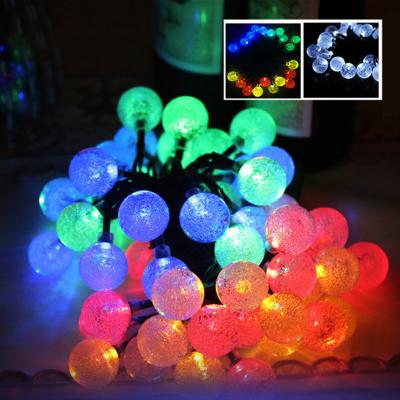 China Festival Decoration Taizhou 30 LED Crystal Ball Christmas Globe String Waterproof Solar Outdoor White Lights for Garden Path for sale