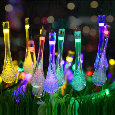 China Raindrop String Lights Colorful Waterproof Outdoor Garden Decoration Waterproof Outdoor Christmas Holiday Solar Battery Raindrop Lamp Fairy String Light for sale