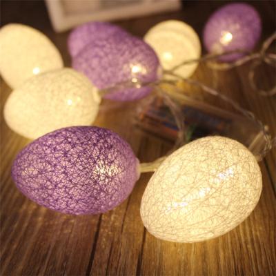 China Battery Operated Festival LED String Light Indoor Home Decor Easter Decoration Cotton Ball Egg Lights for sale