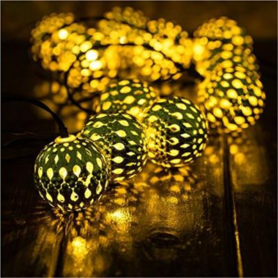 China 10 Metal Solar Outdoor Led Moroccan Globe Lanterns Tree Ornament Waterproof Led Decorative String Lights Custom Made for sale