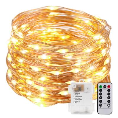 China Waterproof Battery Operated PVC and Copper Wire LED Fairy Lights with Timer 8 Modes 33ft Copper Wire Remote Control Christmas Lights for sale