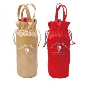 China Customized Satin Drawstring  Pouch Wine Gift Bags With Printed Logo Eco-Friendly for sale