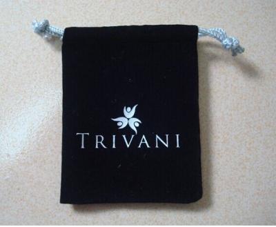 China Black velvet jewelry drawstring pouch for sale