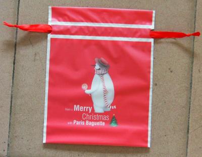 China Colored Frosted Plastic Gift Bags with Tie , Drawstring Pouch Bag for sale