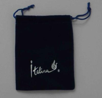 China Black Xmas velvet drawstring gift pouches bag with embroidery white logo for sale