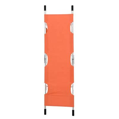 China Oxford Aluminum Orange Cloth Aluminum Alloy Lightweight Folding Stretcher For Emergency Rescue for sale