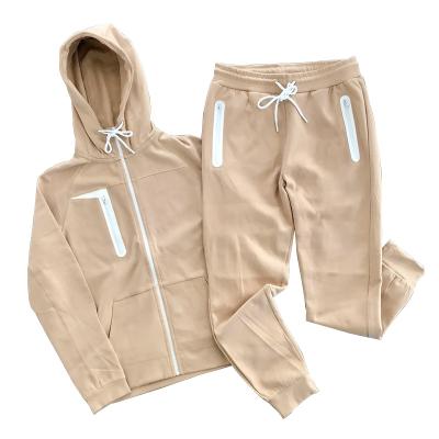 China Breathable Spring Men Zipper Tracksuit Splice Contrast Color Pullover Hoodies Pants Sets Two Piece Jogging Sweatpants Set for sale