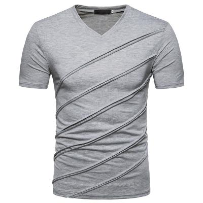 China New Fashion Wholesale Men's Anti-Shrink Summer Short Sleeve T-shirt Men's Casual V-Neck Tees for sale