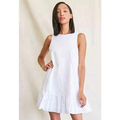 China Cotton YIHUA 2022 summer cotton dress 21 brand stock sleeveless pure white clothing for sale