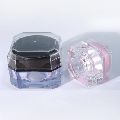 China Octagonal Shape Plastic Double Wall Jars 5g 15g Transparent Cream Jar For Cosmetic Packaging Needs for sale