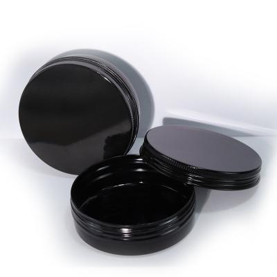 China Contenedor de aluminio profesional de 100 ml y 100 g redondo de forma plana y negro para envases cosméticos en venta