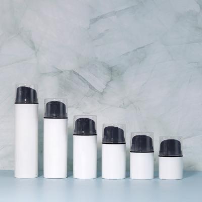 China 30ml 50ml 100ml 200ml Plastic Airless Pump Bottle White Cosmetic Lotion Packaging Bottle for sale