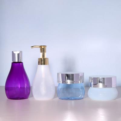 China 150ml 160ml PET Empty Bottle Purple Refillable Plastic Bottle Cosmetic for sale