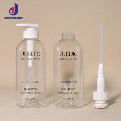 China Clear Plastic Shampoo Bottles 500ml Cylinder PET Bottles Cosmetic For Packaging for sale