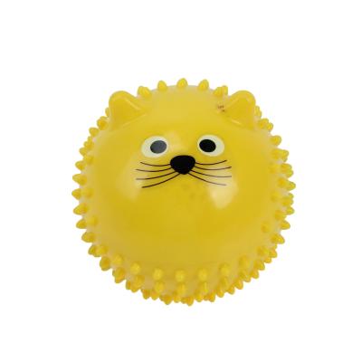 China Factory directly sale cute cat pattern pvc Inflatable spiky  hand massage ball for sale