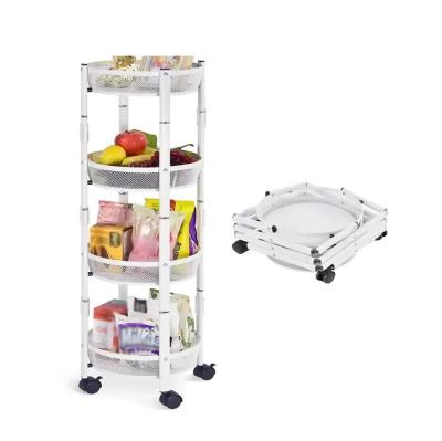 China Kitchen Home Storage Shelves 3 Tier Foldable 360 Swivel Rack Metal Rotating Shelves Rack for Kitchen for sale