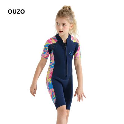 China 2.5mm Anti-UV Kids Wetsuit Cold Sun Proof Hot Protection Surf Suit Short Sleeve One-Piece Diving Swimsuit for sale