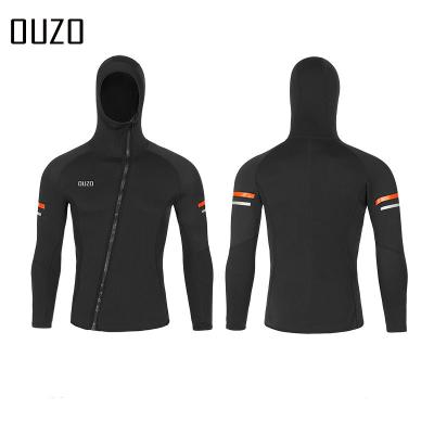 China OUZO 1.5MM thickness neoprene Anti-UV top with front hood open zipper to use hat wetsuit surf suit front zipper for sale