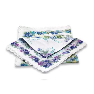 China Soft Customized Square Size Scallop Edge Wedding Handkerchiefs for sale