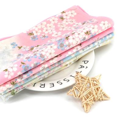 China Flower design fashionable style cheap floral flower printed soft design cotton women handkerchief in stock for sale