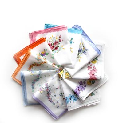 China Beautiful Flower Design Soft Wholesale Cotton Printed Handkerchief for sale