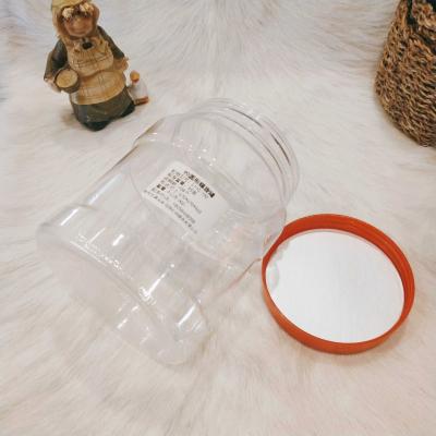 China Canned Food Storage Screw Cap Water Frosted Clear Lids Mason Plastic Honey Cookie Candy Jar Food Grade Spice Jar 1000ml for sale