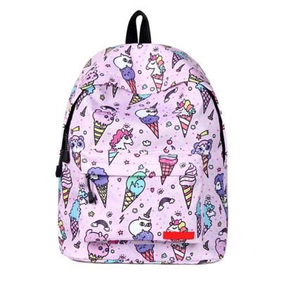 China Girls Print Lovely Ice Cream Style Fashion Design Cartoon Travel Casual Laptop Bag Pink Waterproof School Backpack for sale