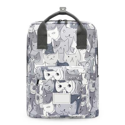 China Waterproof 2021 design fashion cartoon series animal cats printing universal large capacity travel backpack student schoolbag for sale